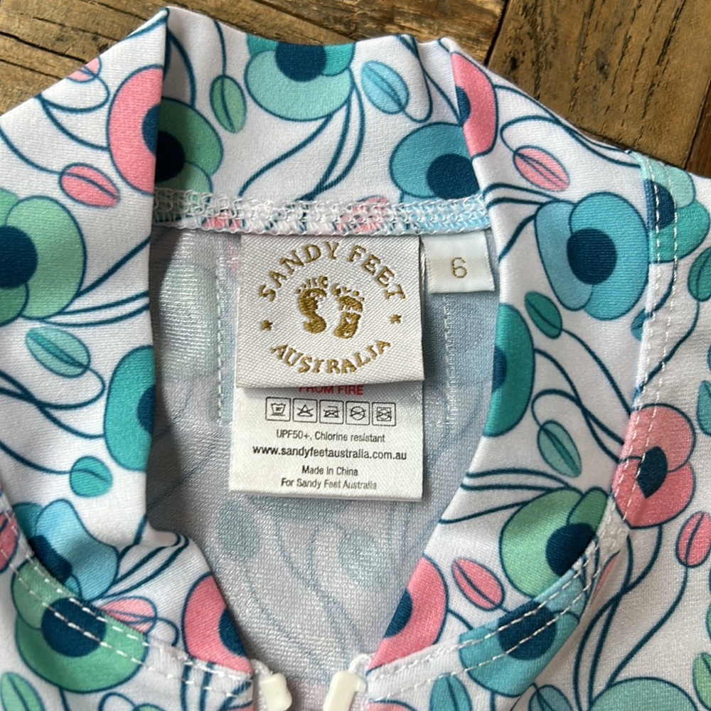 Kids Floral Zip-Front Rash Guard Set - Pink & Teal - Picture 2 of 8
